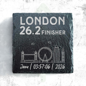London 26.2 Finisher Skyline Slate Marathon Coaster