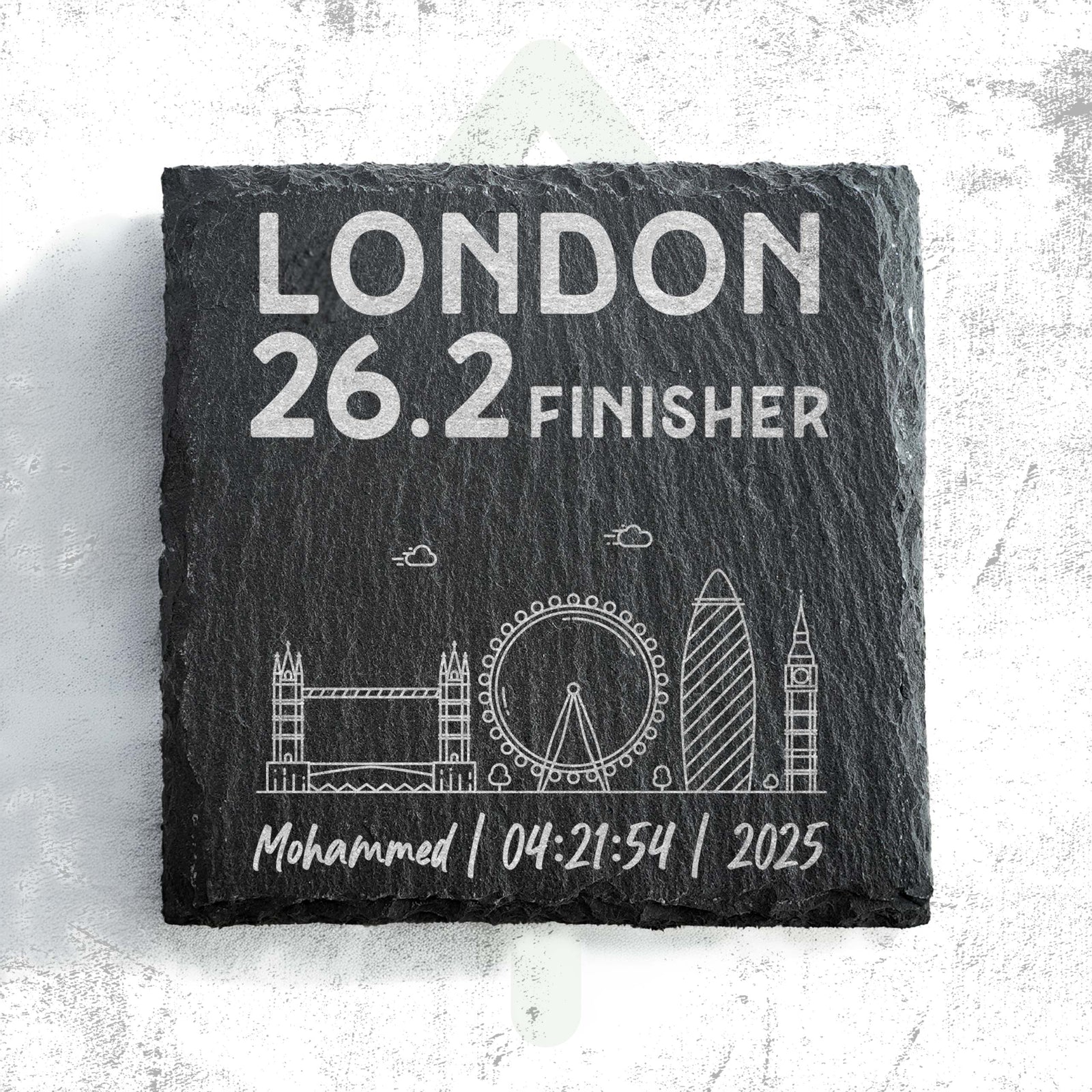 London 26.2 Finisher Skyline Slate Marathon Coaster