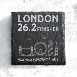 London 26.2 Finisher Skyline Slate Marathon Coaster