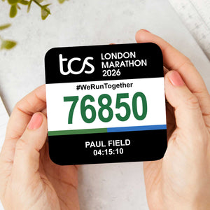 Personalised London Marathon Race Bib Coaster