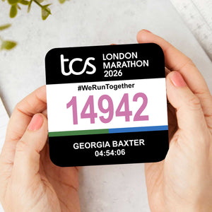 Personalised London Marathon Race Bib Coaster