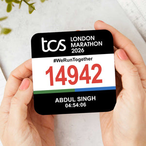 Personalised London Marathon Race Bib Coaster
