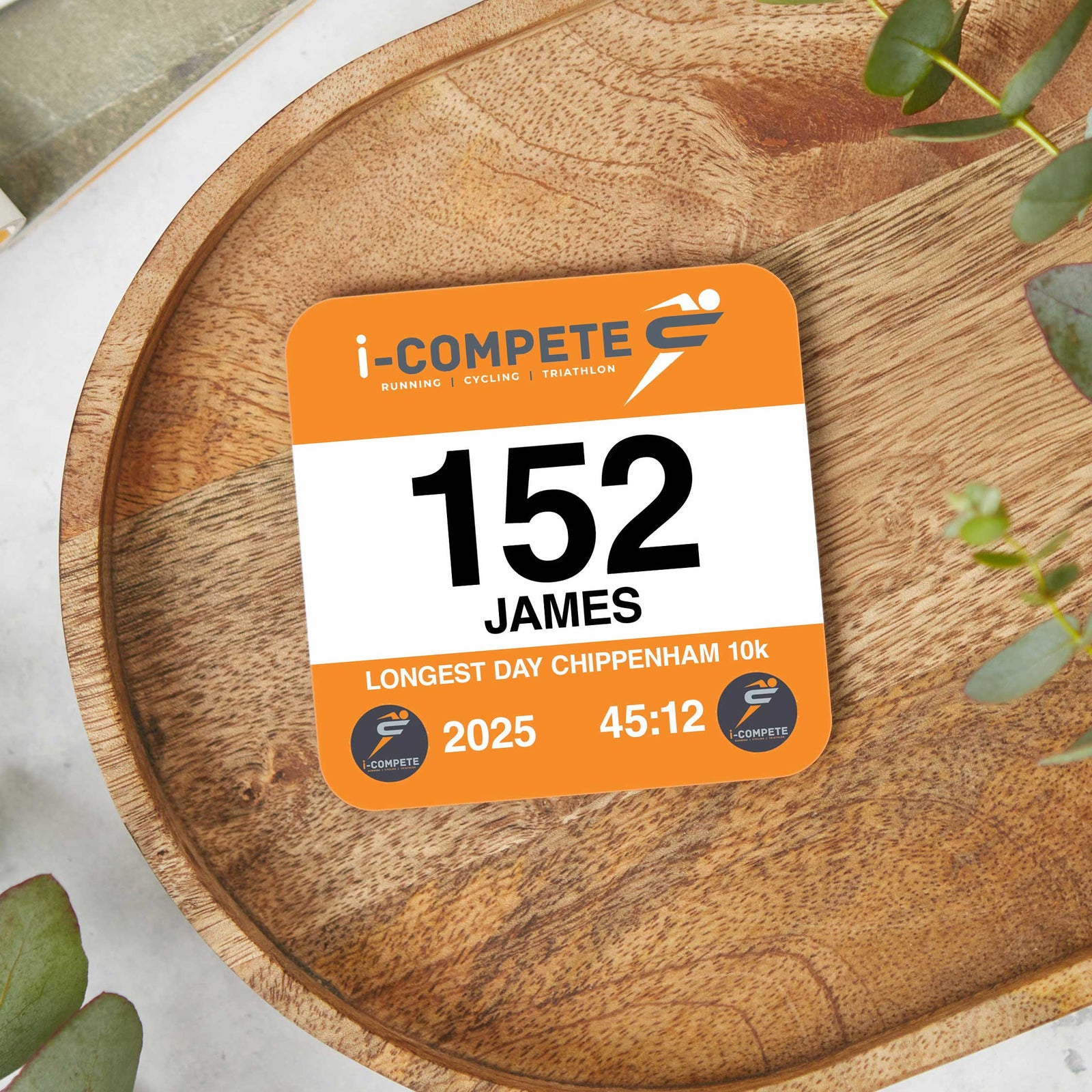 Official Longest Day Chippenham 10k 2025 Personalised Race Bib Coaster