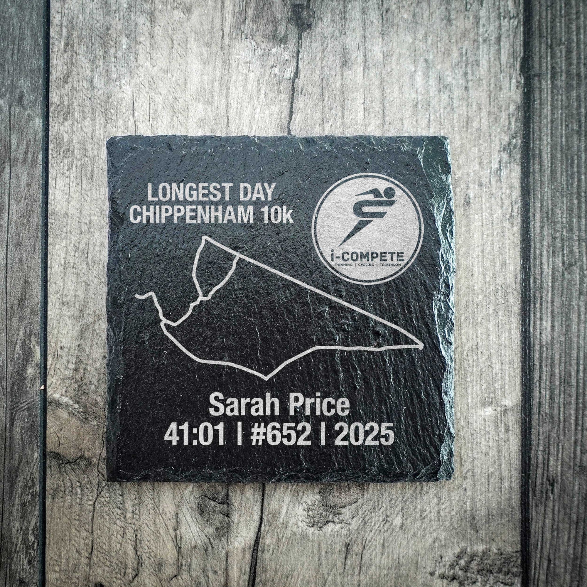 Official Longest Day Chippenham 10k Personalised Route Slate Coaster