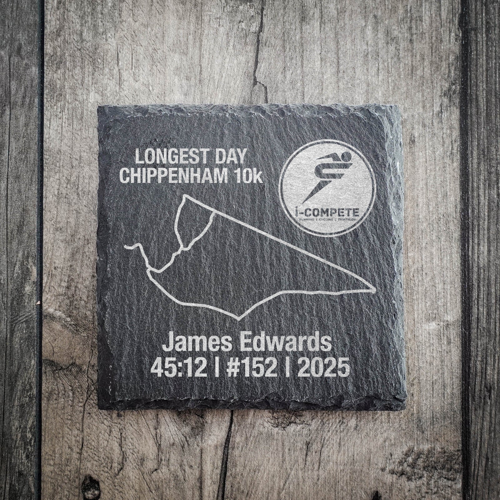 Official Longest Day Chippenham 10k Personalised Route Slate Coaster