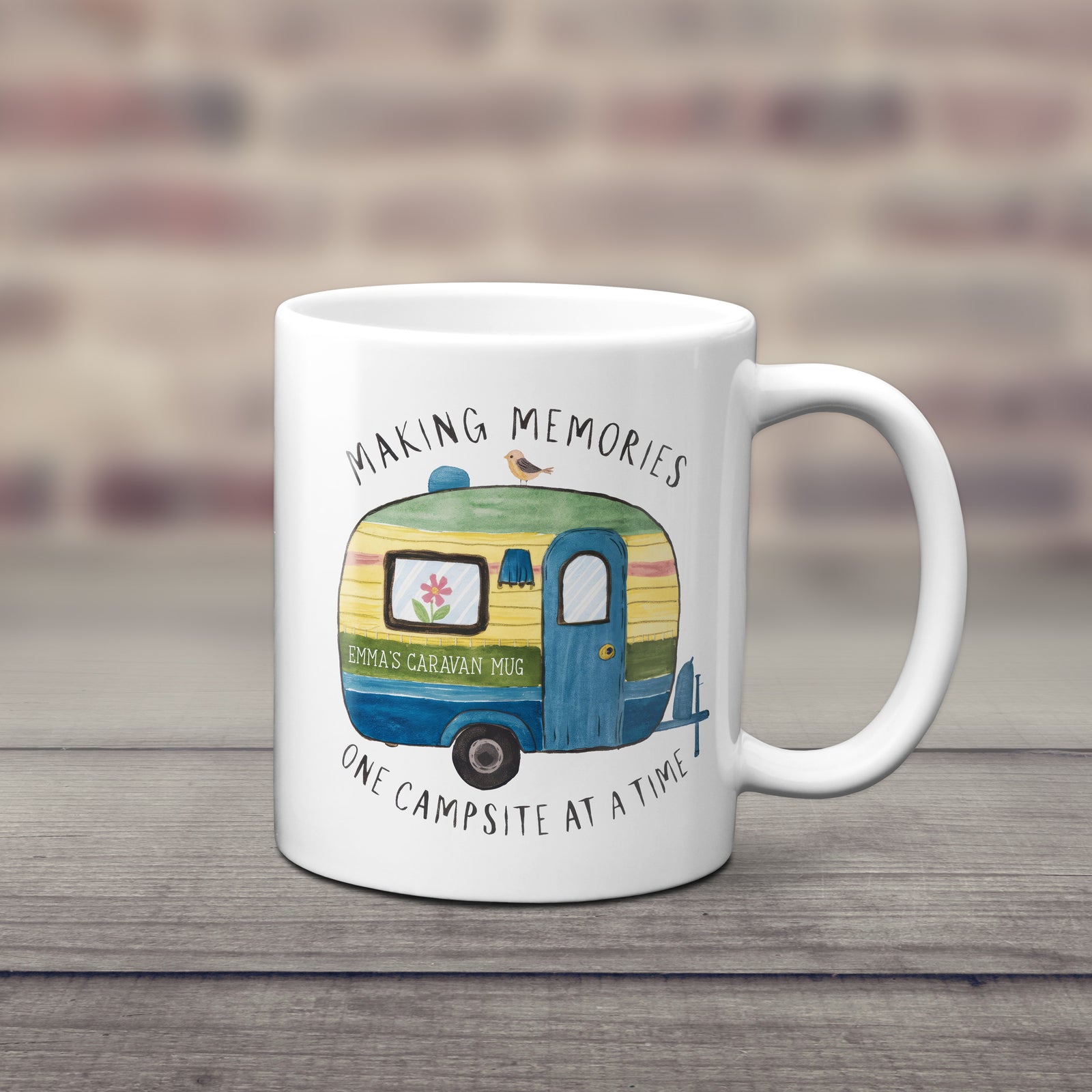 Personalised Making Memories One Campsite At A Time Caravan Mug.