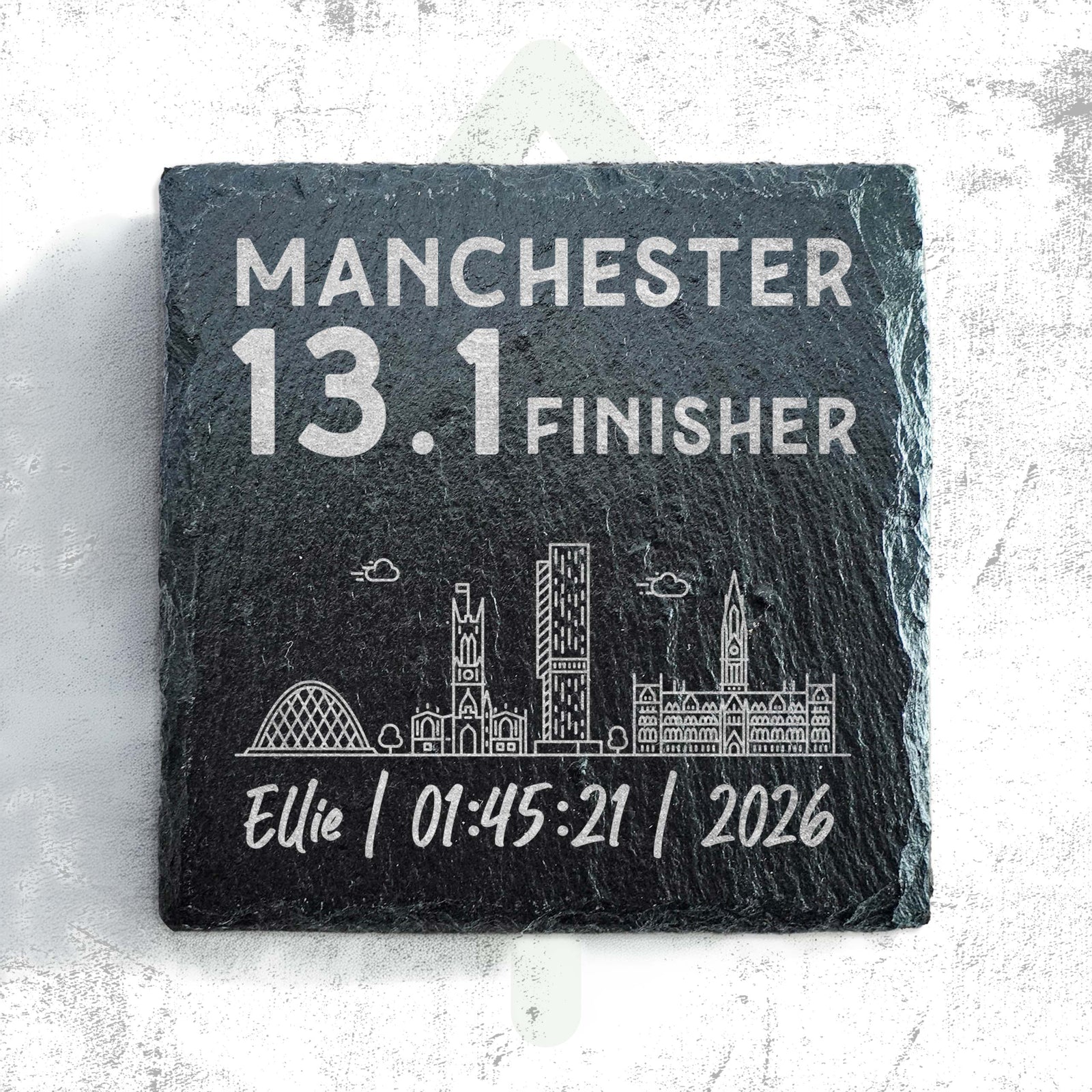 Manchester 13.1 Half Marathon Finisher Skyline Slate Coaster