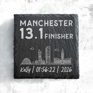 Manchester 13.1 Half Marathon Finisher Skyline Slate Coaster