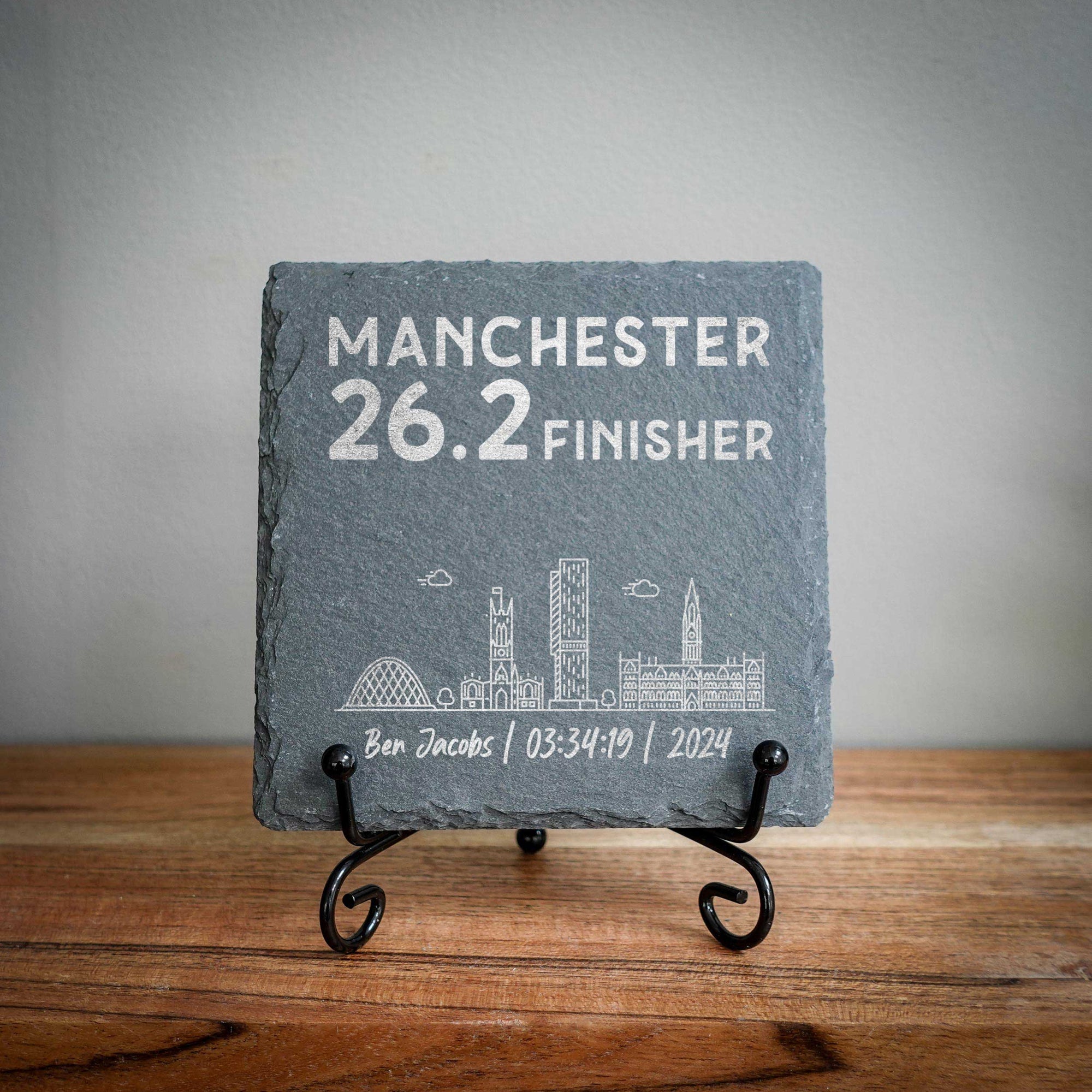 Manchester 26.2 Finisher Skyline Slate Marathon Coaster