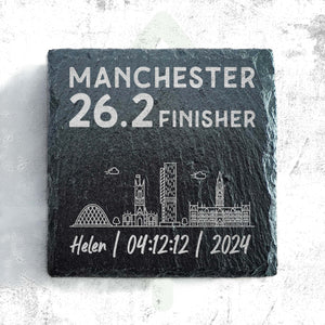 Manchester 26.2 Finisher Skyline Slate Marathon Coaster