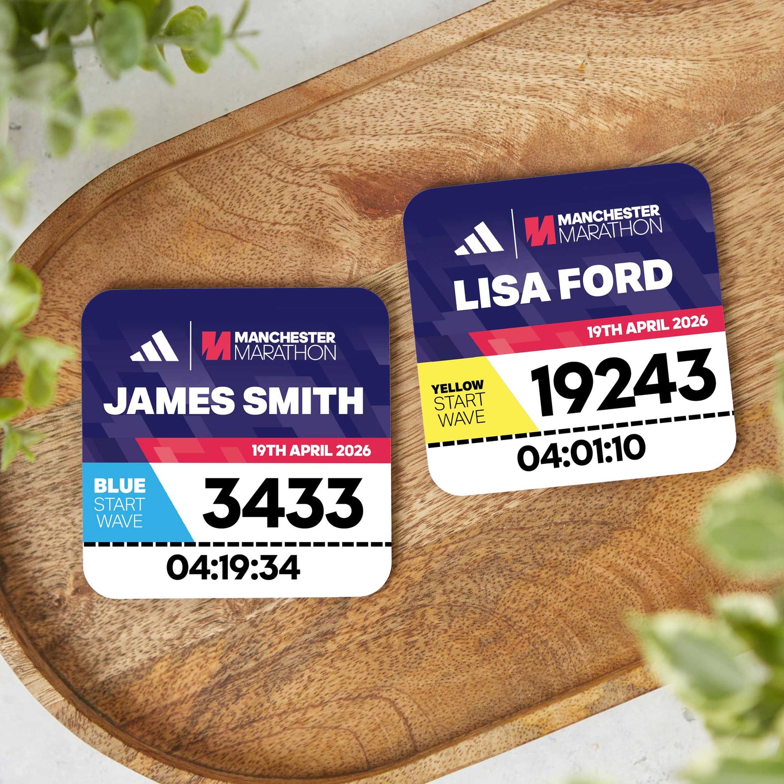 Personalised Manchester Marathon Race Bib Coaster