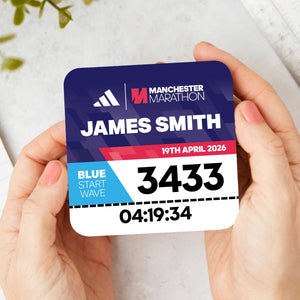 Personalised Manchester Marathon Race Bib Coaster