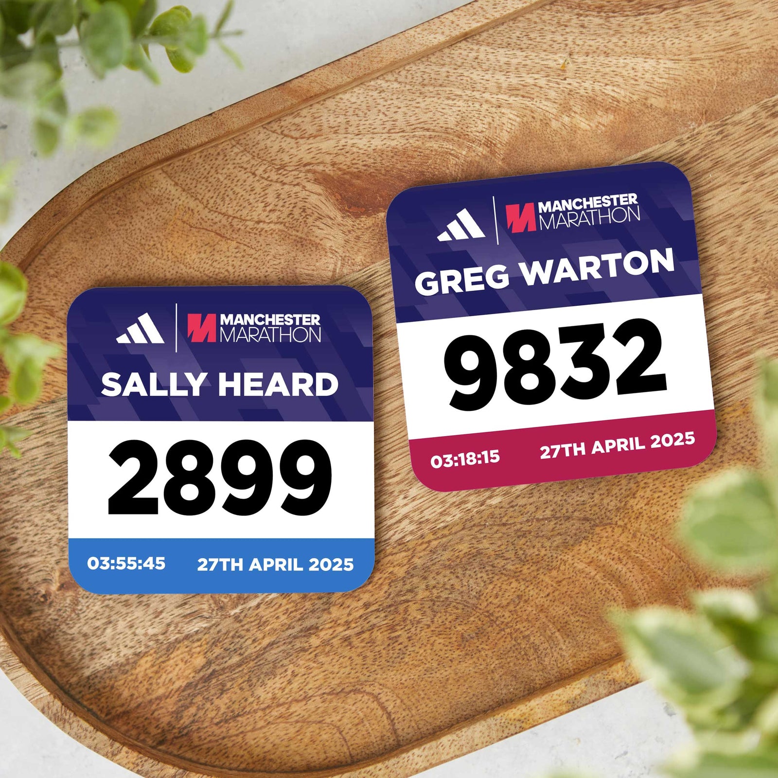 Personalised Manchester Marathon Race Bib Coaster 2025