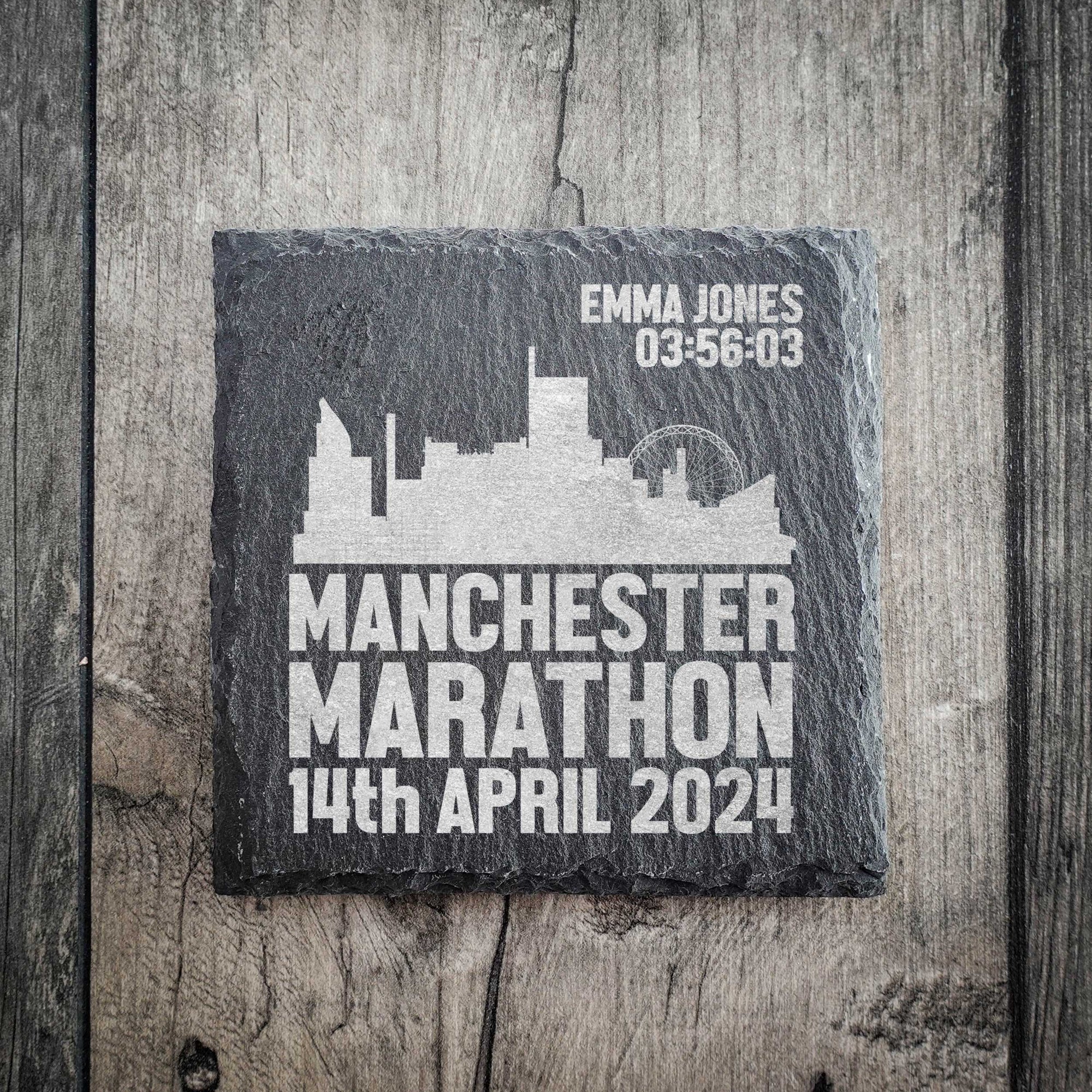 Personalised Manchester Marathon Coaster - Skyline