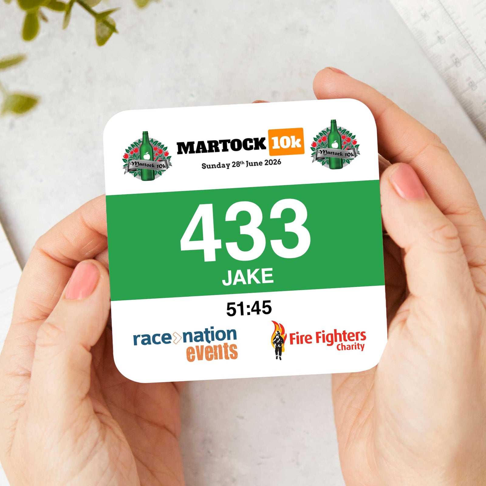 Official Martock 10K Personalised Race Bib Coaster