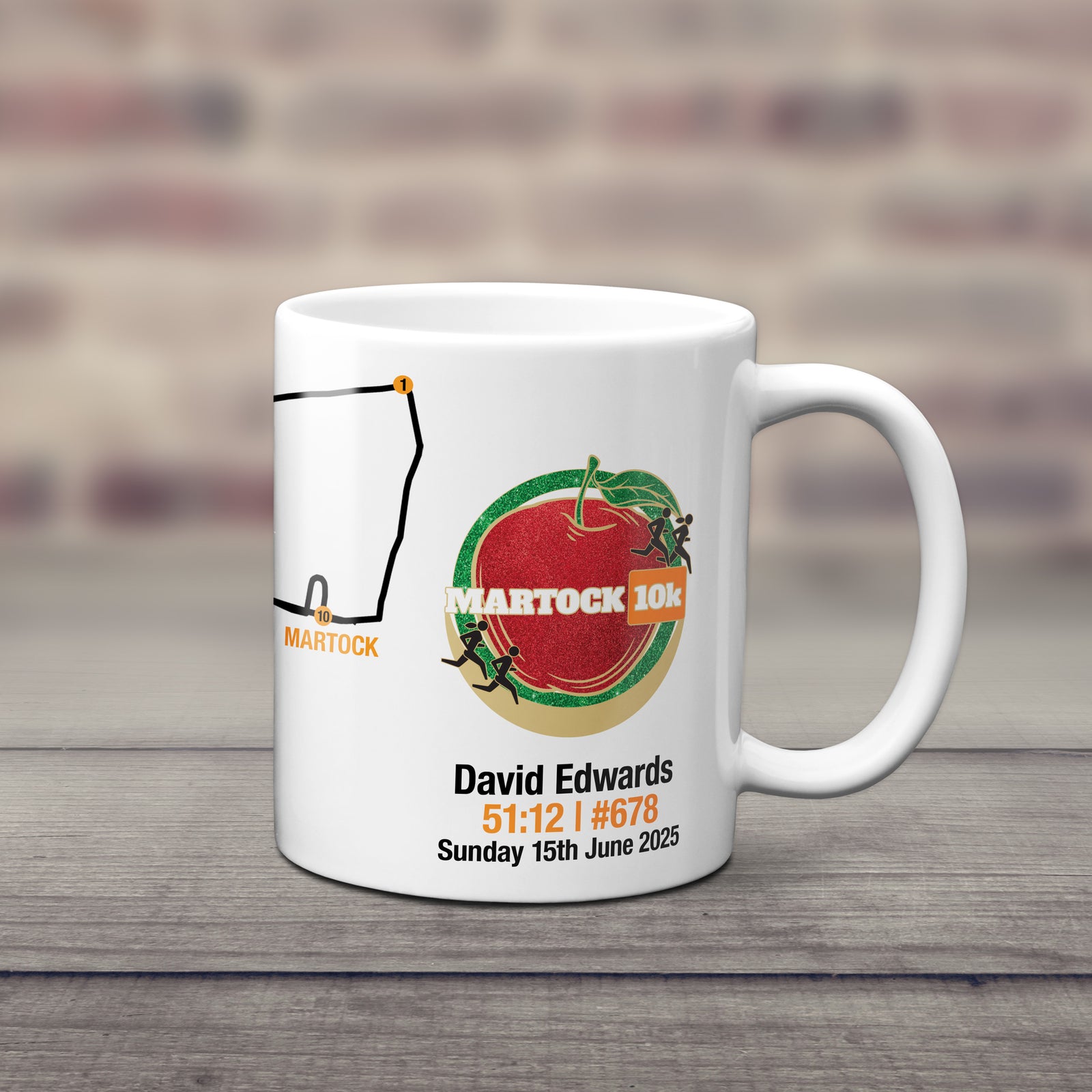 Official Martock 10K 2025 Personalised Route Mug