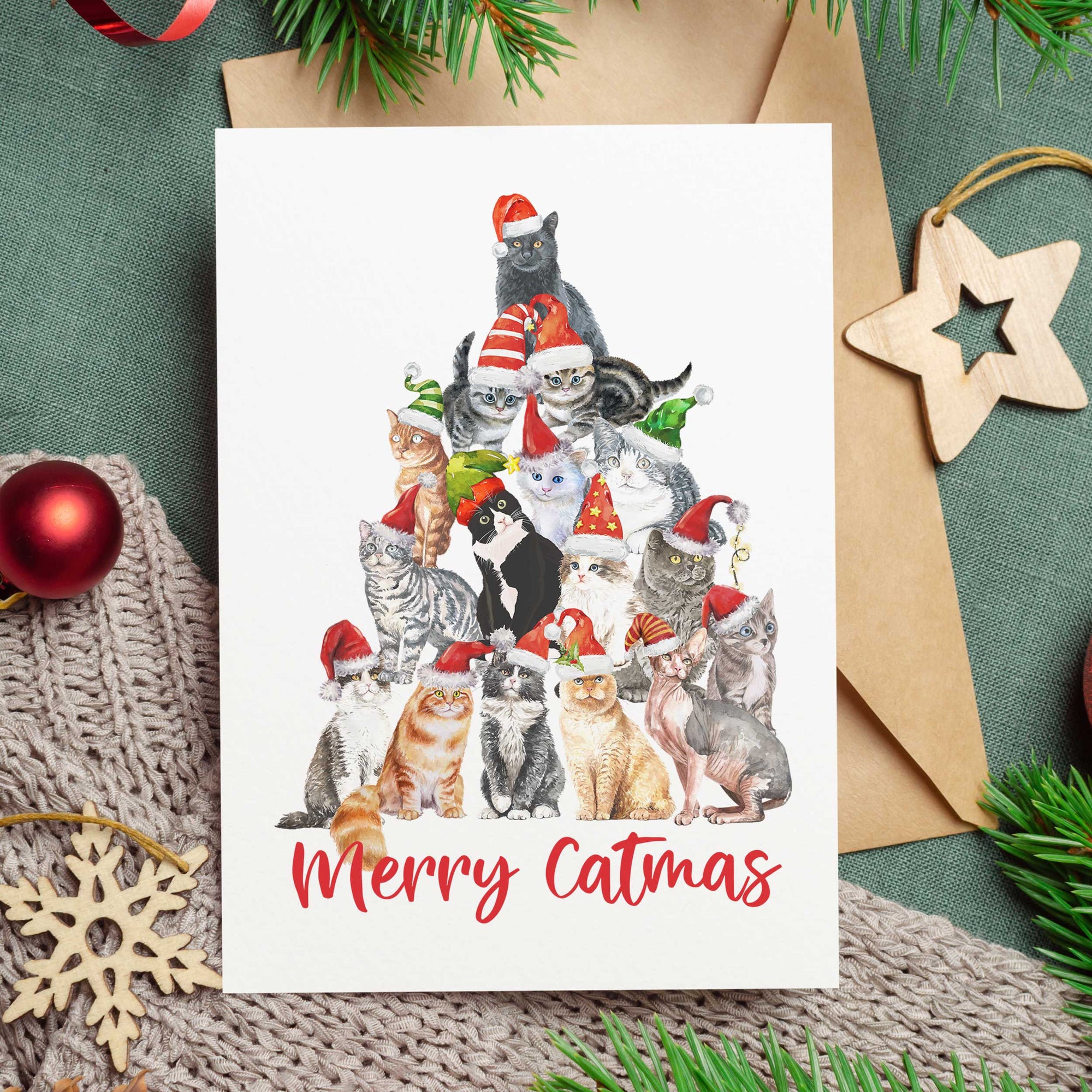 Merry Catmas Cat Lovers Christmas Card