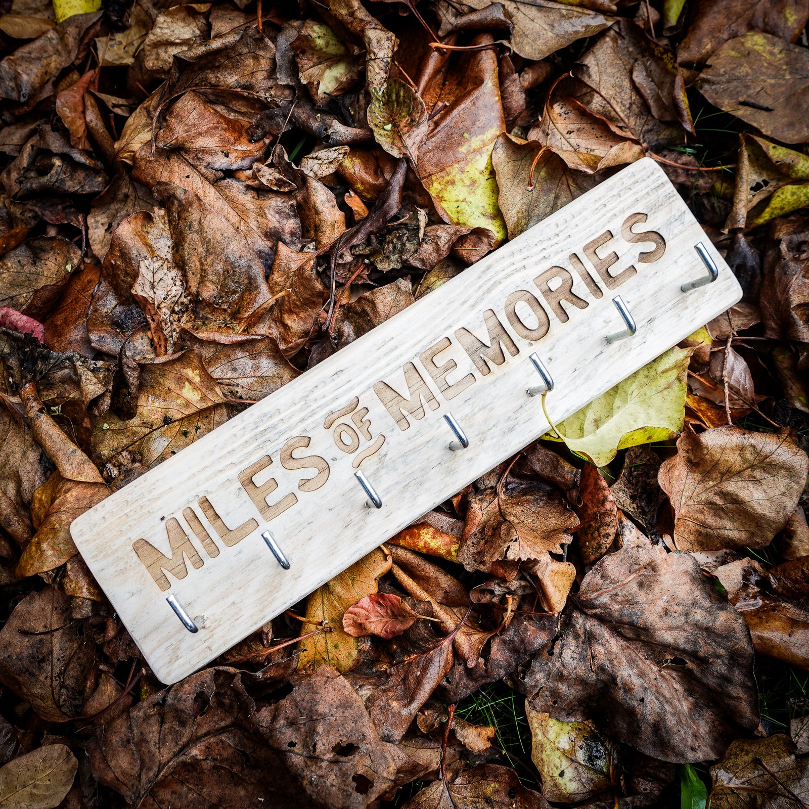 Mile Of Memories Laser Engraved Wooden Medal Rack - Vintage Style Medal Rack