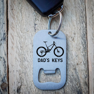 Personalised Stainless Steel Mountain Bike Bottle Opener Keyring