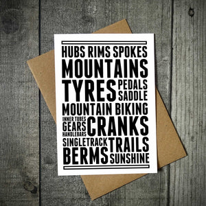 Mountain Bikes Thoughts Cycling Greetings Card - MTB Card