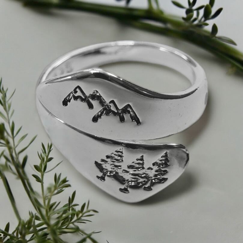 Pewter Mountains Wrap Around Ring - One Size