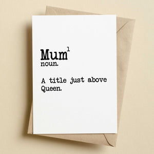 Mum A Title Just Above A Queen Mother's Day Card