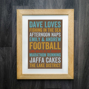 Likes/Loves Custom Art Print: The Go-to Personalised Gift for Family and Friends on Any Occasion