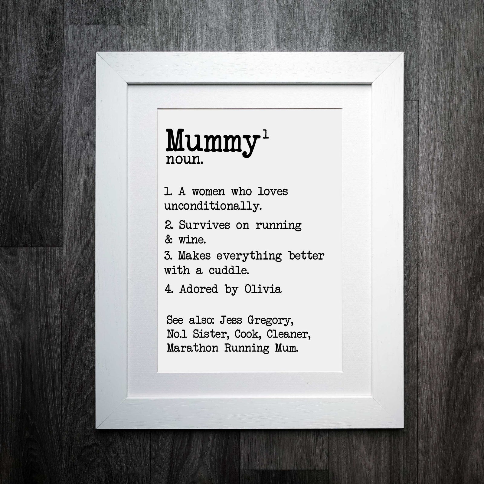 Personalised Mum Dictionary Definition Print: The Ideal Present to Celebrate Motherhood Uniquely