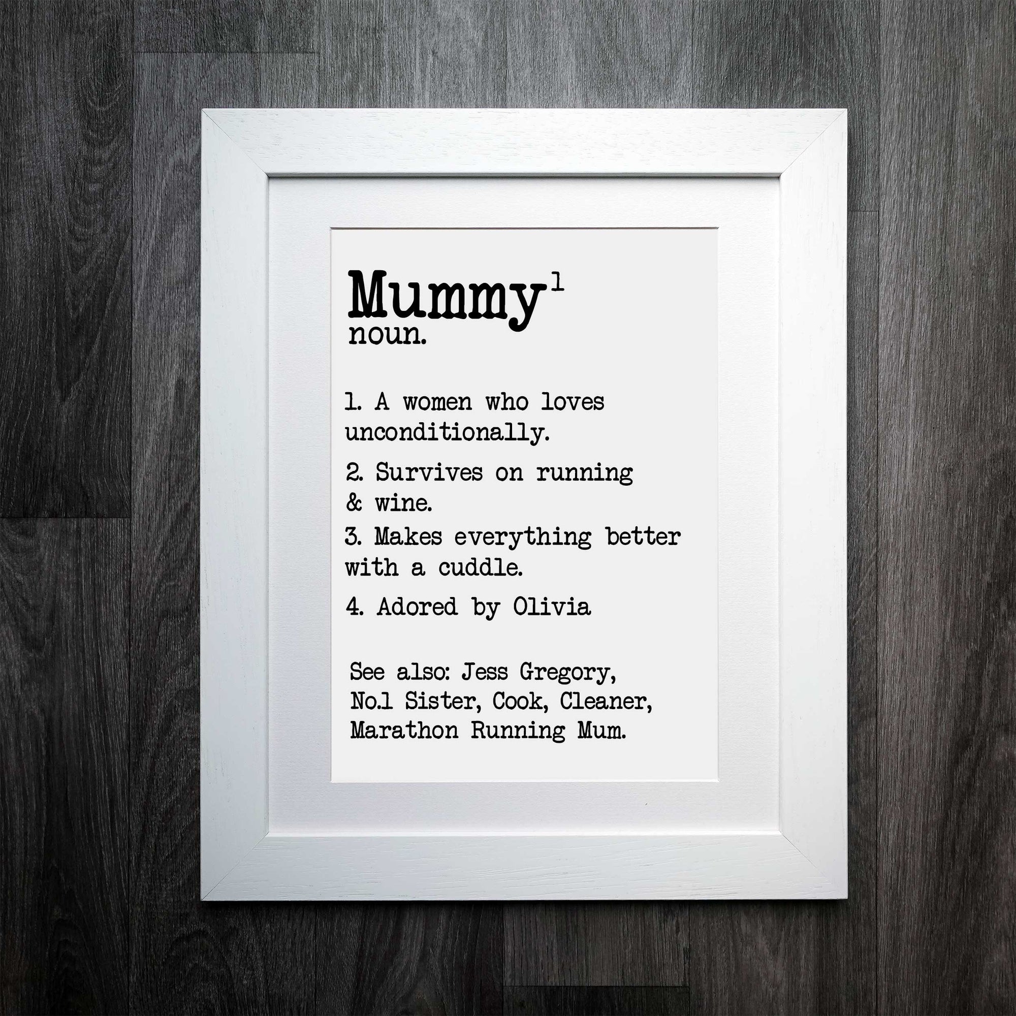 Personalised Mum Dictionary Definition Print: The Ideal Present to Celebrate Motherhood Uniquely