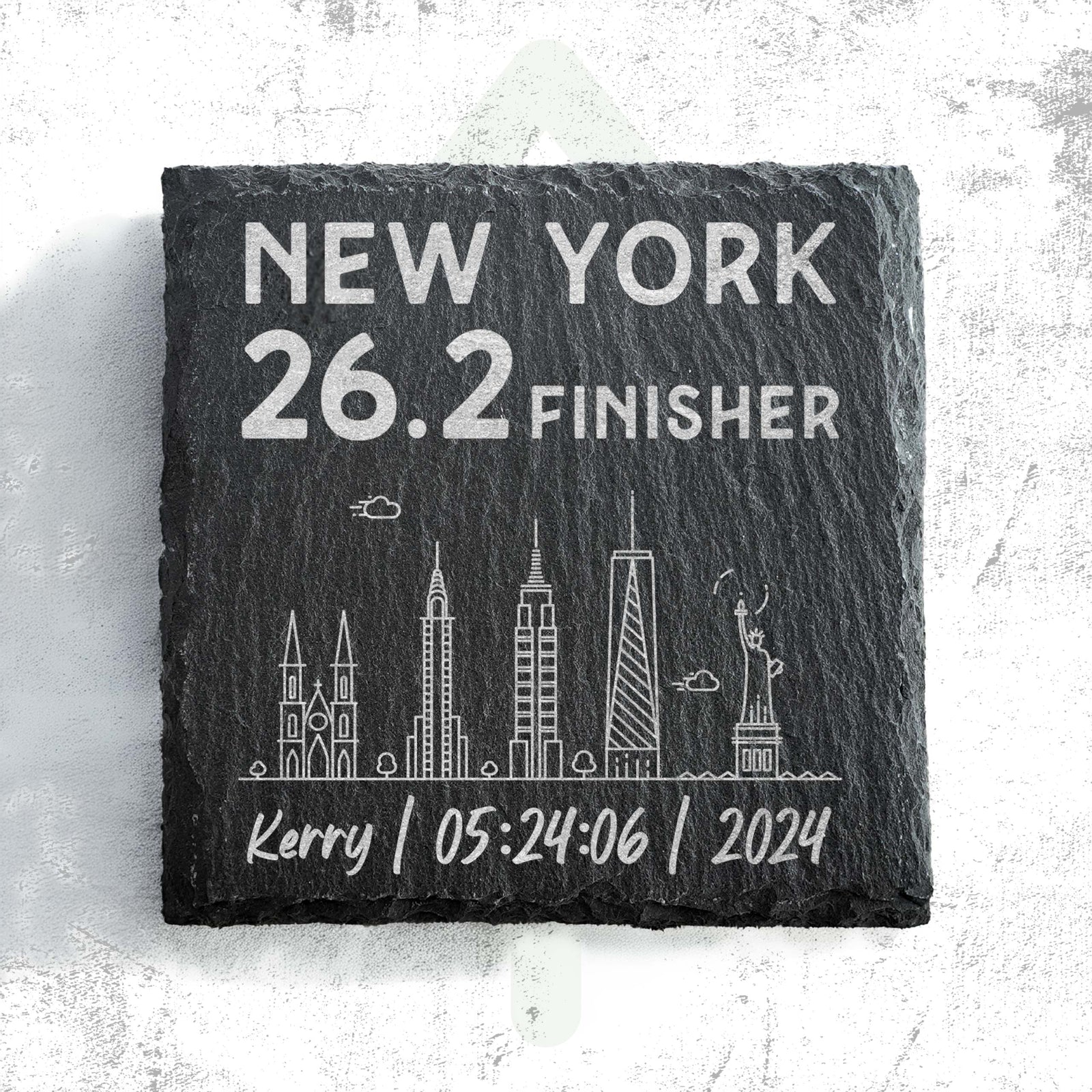 New York 26.2 Marathon Finisher Skyline Slate Coaster
