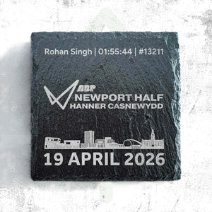 Official Newport Marathon Festival Personalised Logo Slate Coaster