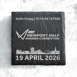 Official Newport Marathon Festival Personalised Logo Slate Coaster