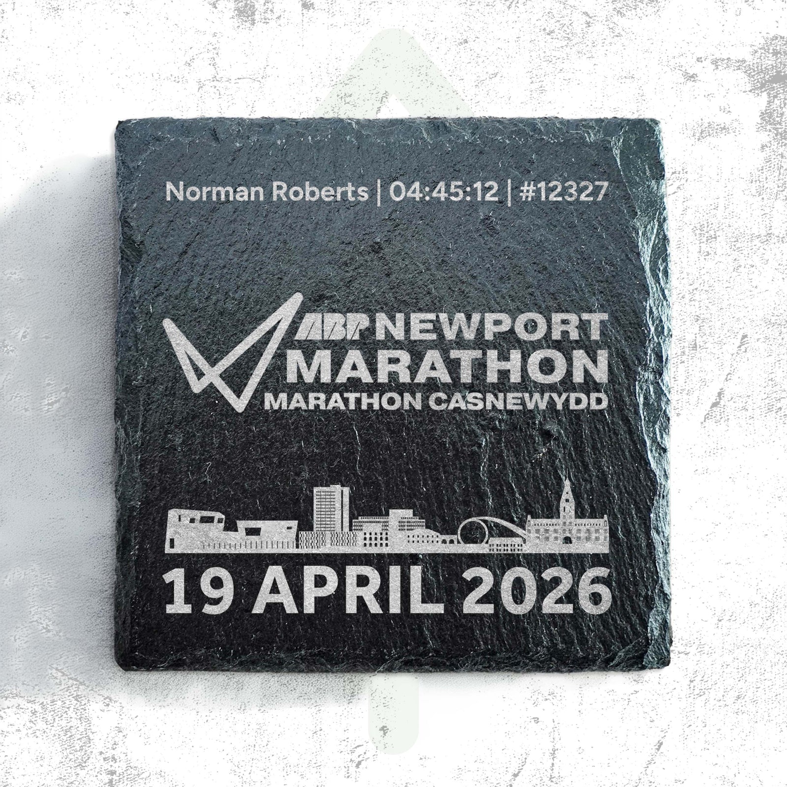 Official Newport Marathon Festival Personalised Logo Slate Coaster