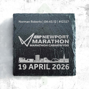 Official Newport Marathon Festival Personalised Logo Slate Coaster