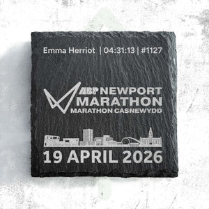 Official Newport Marathon Festival Personalised Logo Slate Coaster