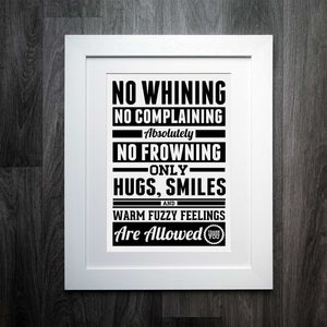 No Whining, No Complaining House Rules Print: Create a Positive Space