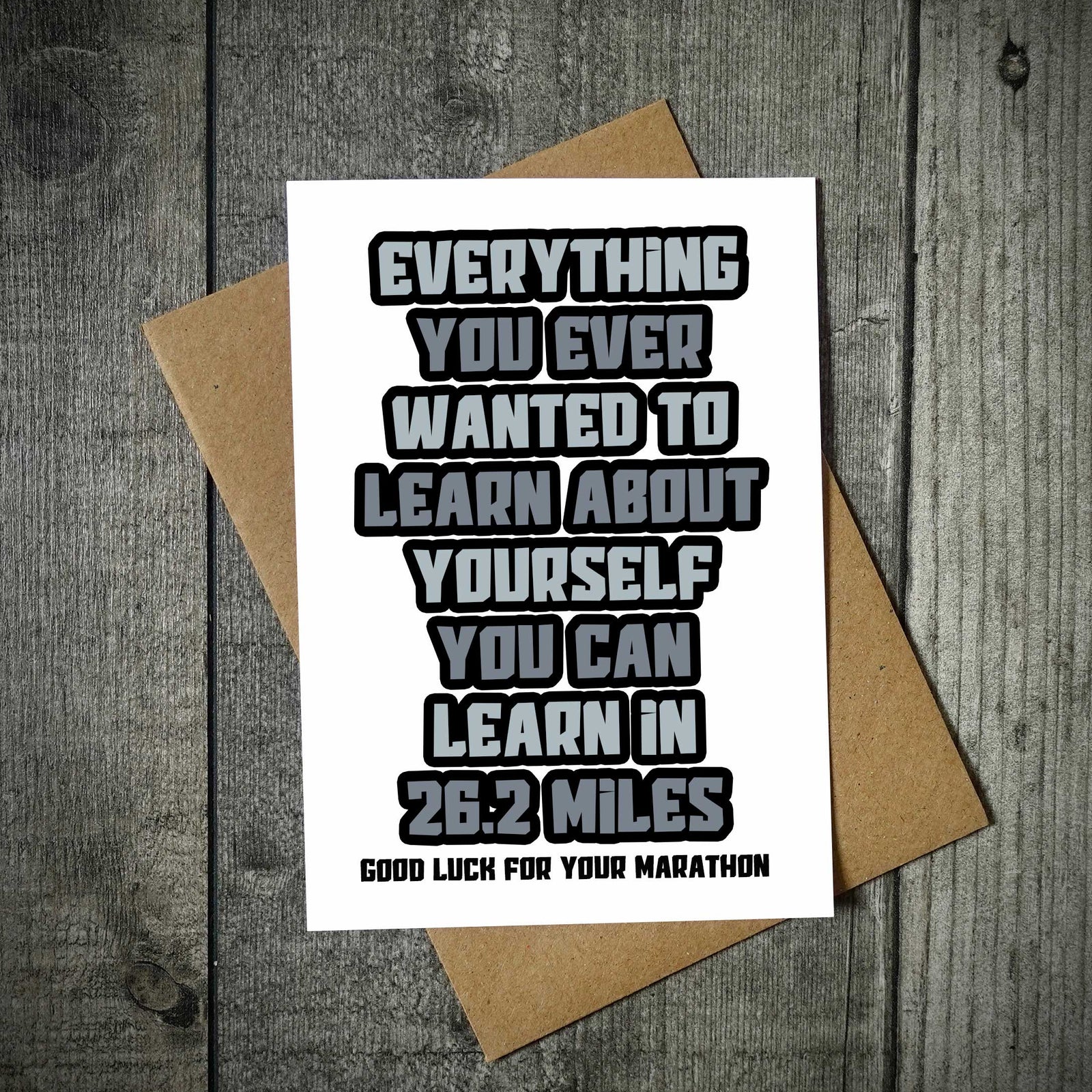 Discover Yourself in 26.2 Miles Good Luck Marathon Card