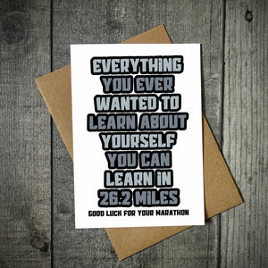Discover Yourself in 26.2 Miles Good Luck Marathon Card
