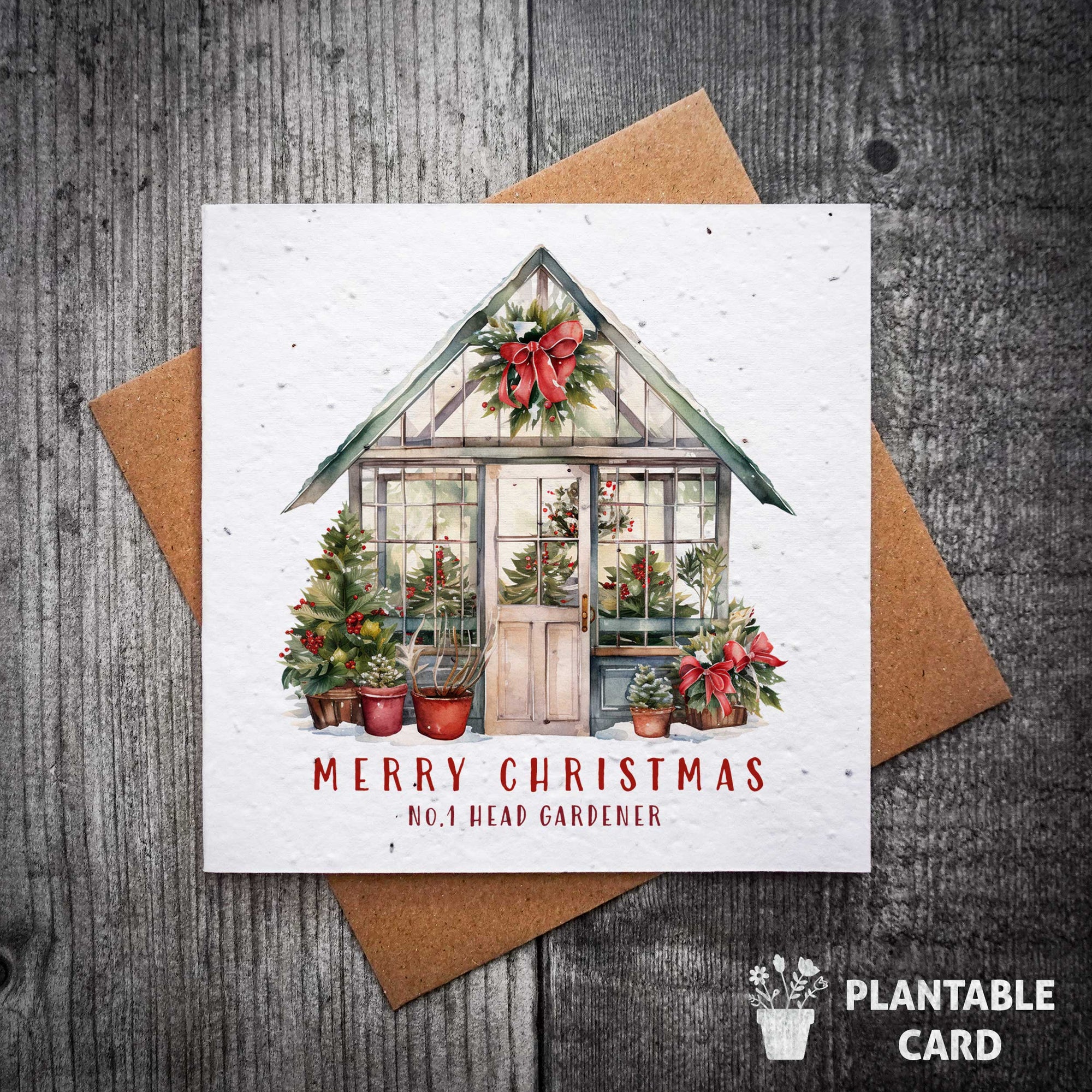 No.1 Head Gardener Greenhouse Plantable Christmas Card