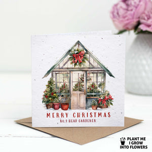 No.1 Head Gardener Greenhouse Plantable Christmas Card