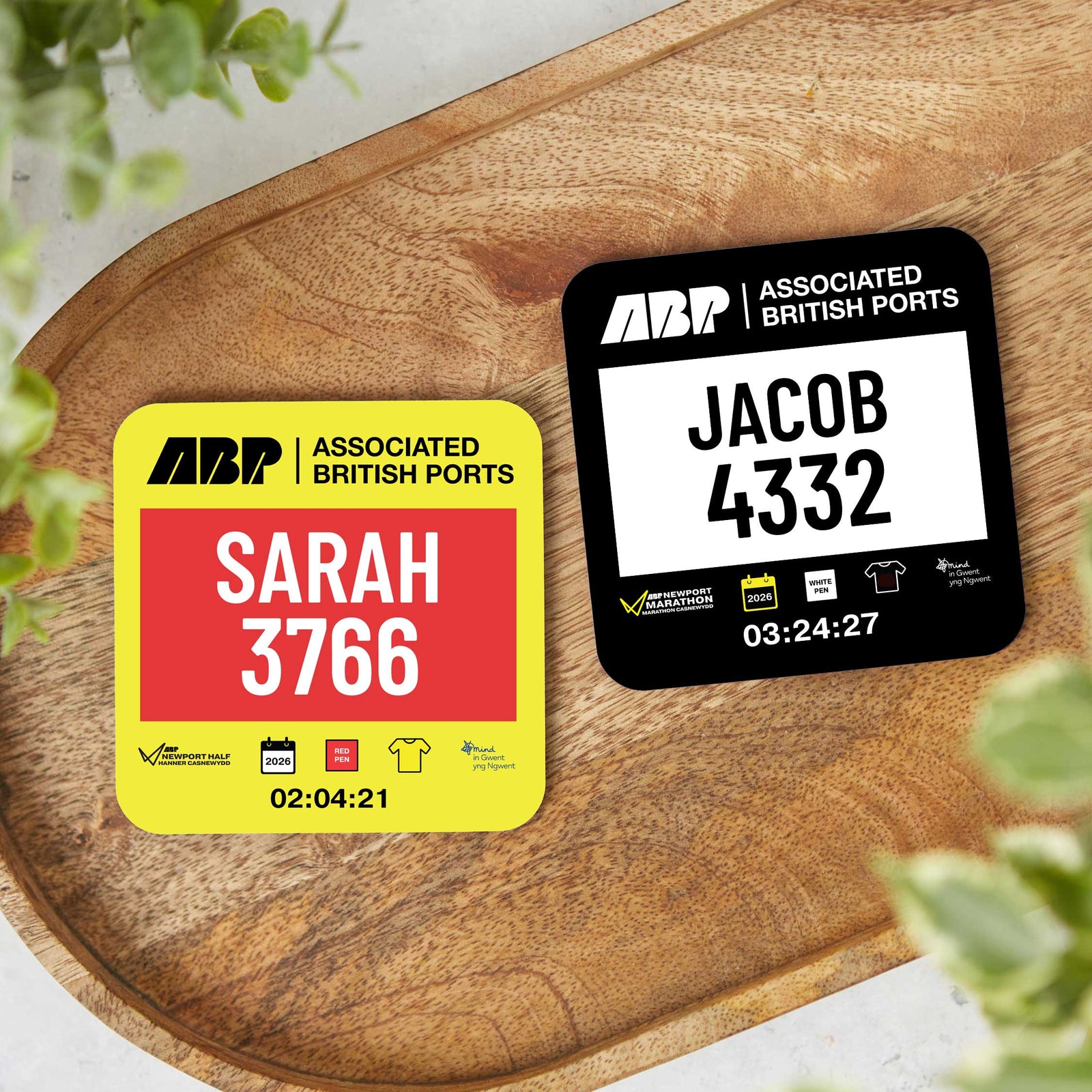 Official Newport Marathon Festival Personalised Race Bib Coasters
