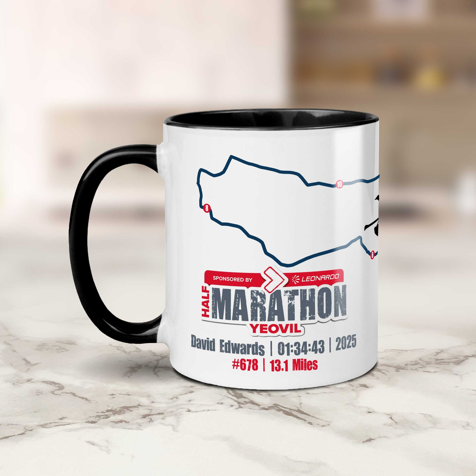 Official Yeovil Half Marathon 2025 Personalised Route Mug