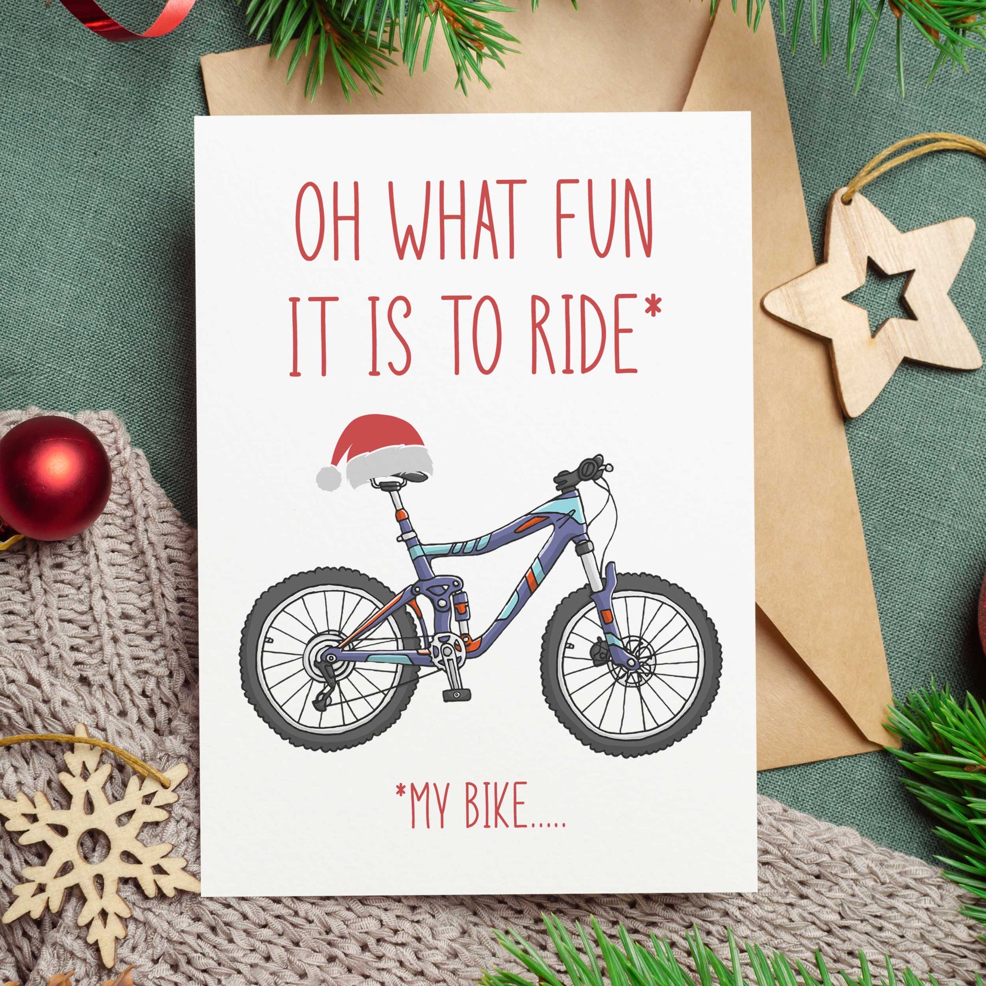 Oh What Fun It Is To Ride My Bike Cycling Christmas Card