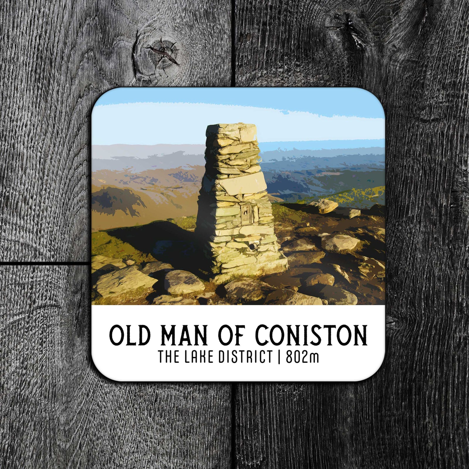 Coniston Old Man Summit Vintage Coaster: Trig Point View