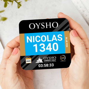 Oysho Cardiff Half Marathon Personalised Race Bib Coasters