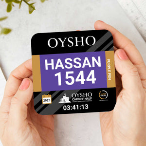 Oysho Cardiff Half Marathon Personalised Race Bib Coasters