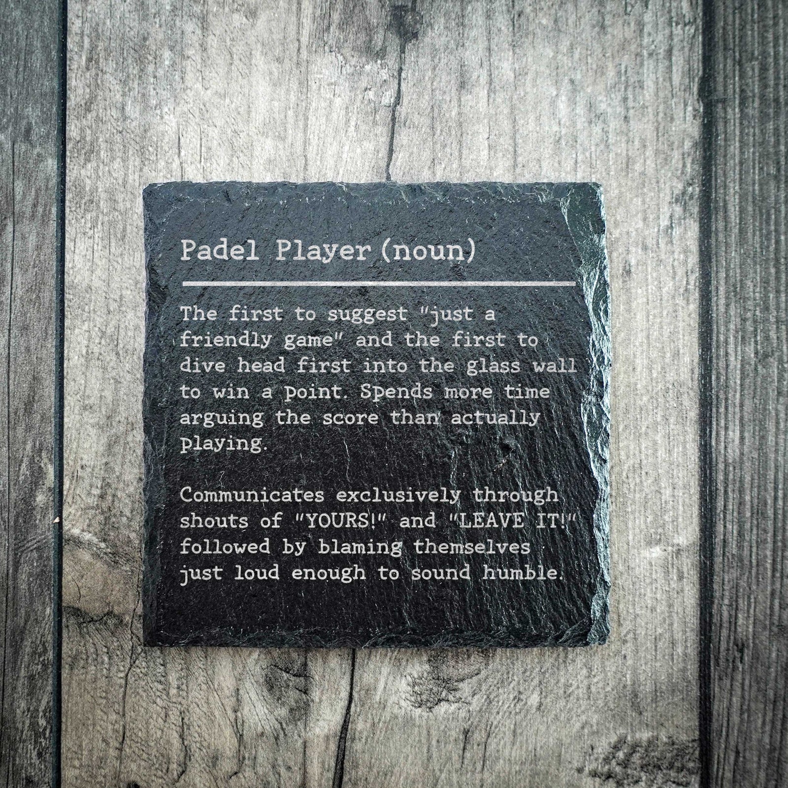 Funny Padel Player Dictionary Definition Slate Coaster | Padel Gift