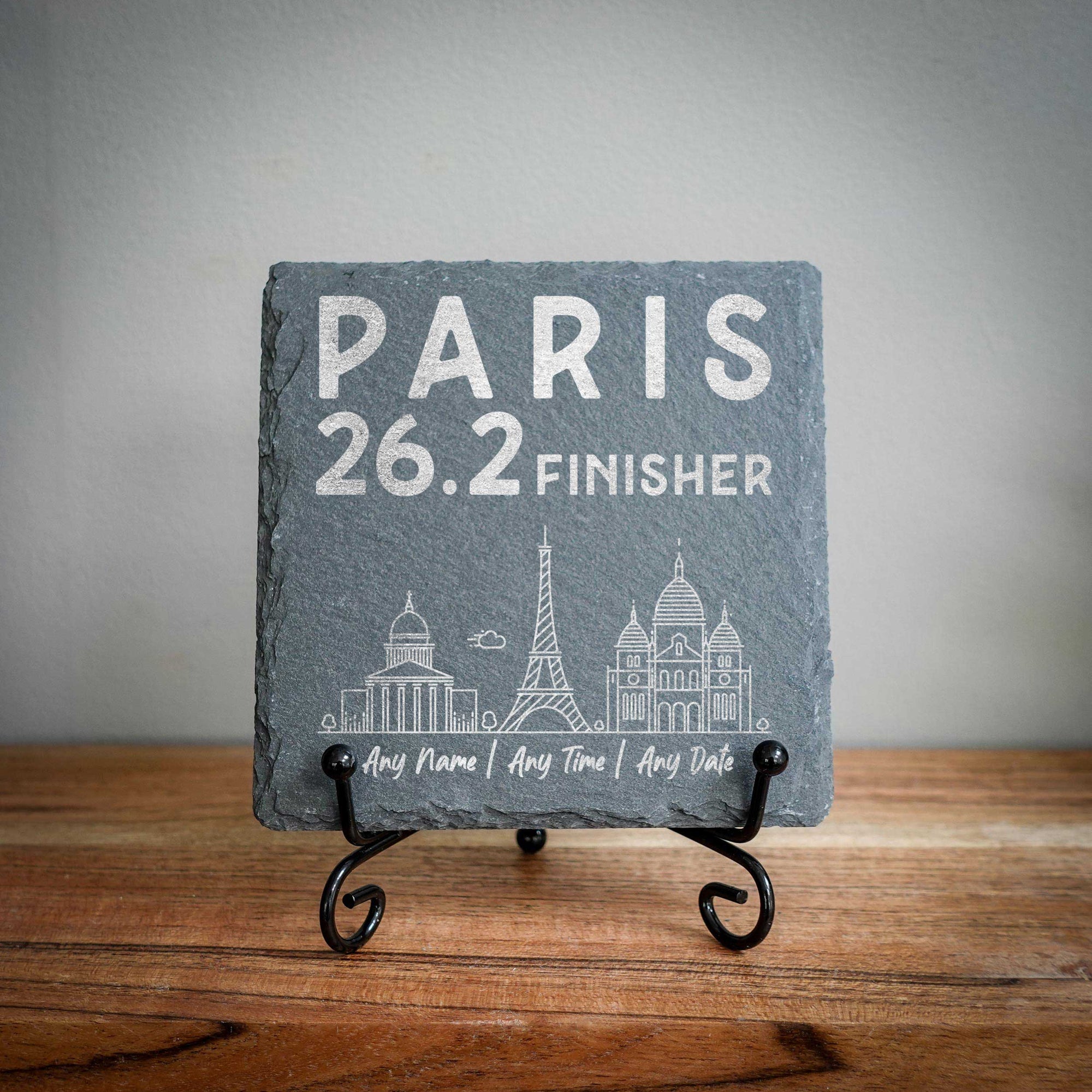 Paris 26.2 Finisher Skyline Slate Marathon Personalised Coaster
