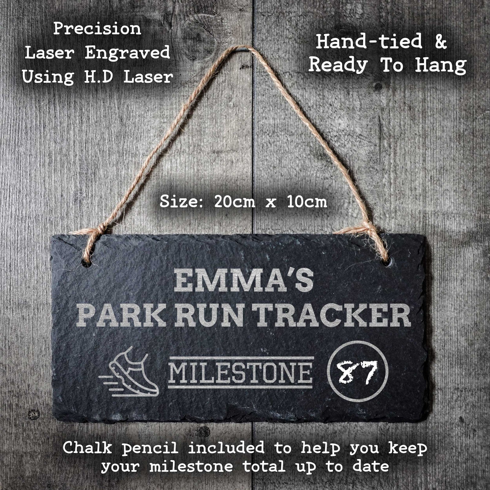 Park Run Milestone Personalised Slate Chalkboard Tracker