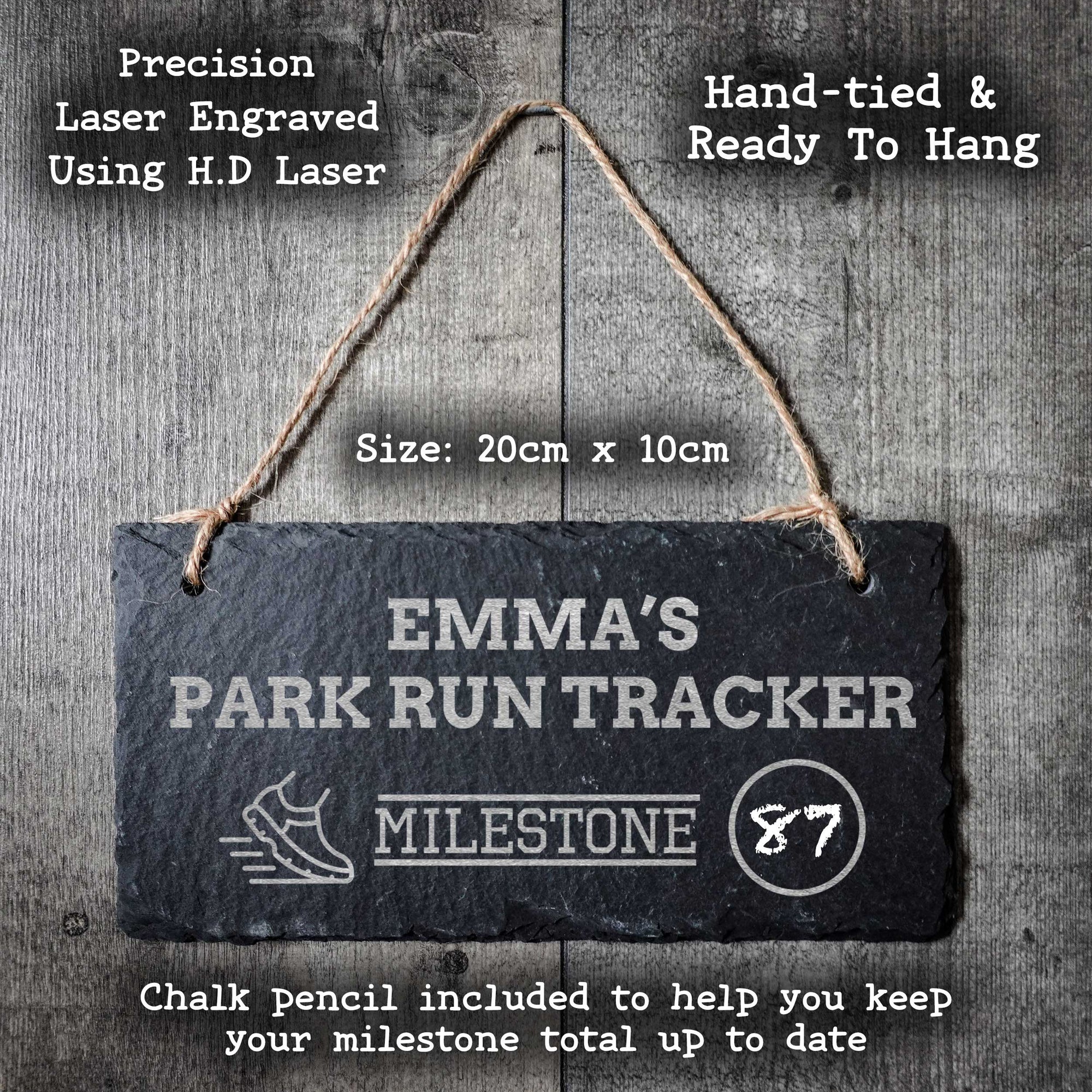 Park Run Milestone Personalised Slate Chalkboard Tracker